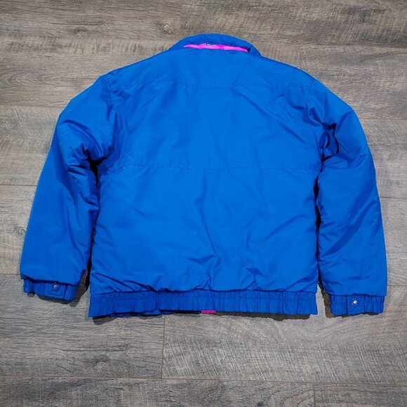 Ski Jacket Vintage CB Sports 1980s Skiing Blue Puffy Hot Pink Outerwear Small - Picture 8 of 9